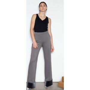 Marie Saint Pierre Brooklyn Pant with Wide Velvet Hem in Pewter/Charcoal NWT Siz